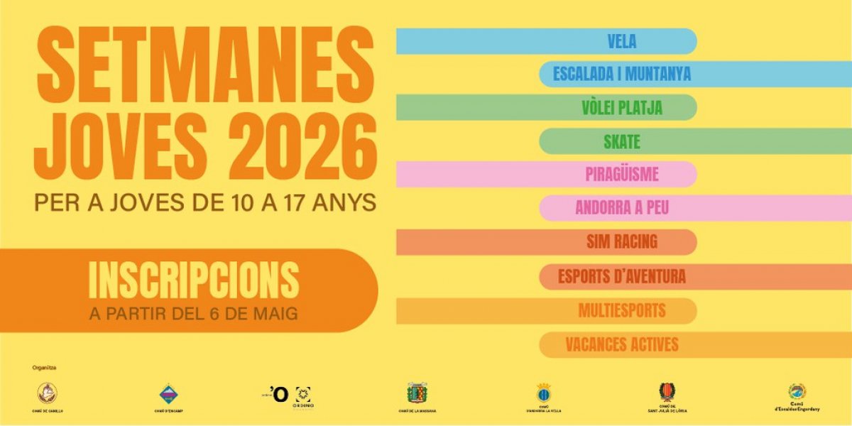 Les Setmanes Joves 2026  amplien l’oferta amb més de 300 places per a joves d’entre 10 i 17 anys