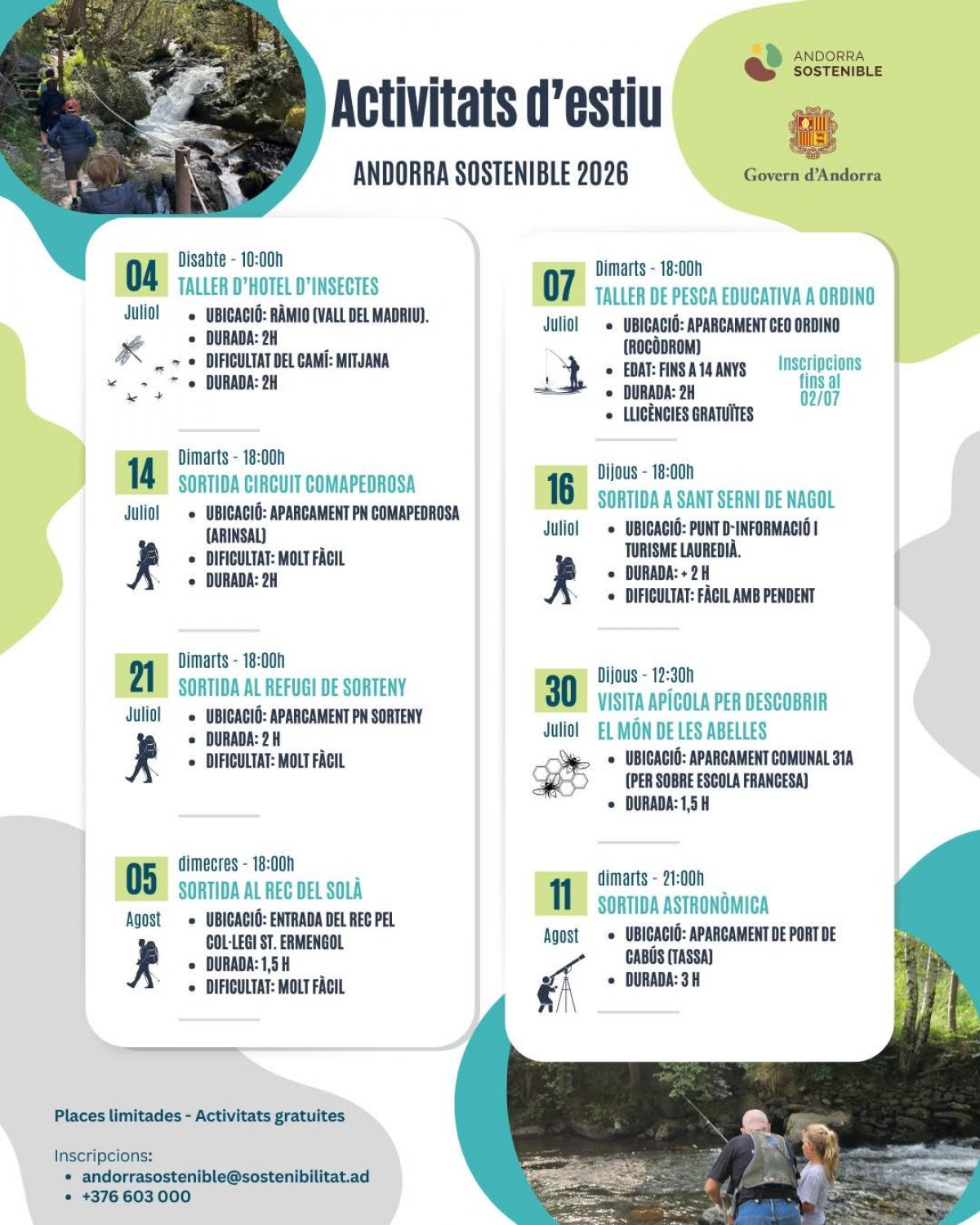 Andorra Sostenible proposa un calendari amb vuit activitats per a aquest estiu