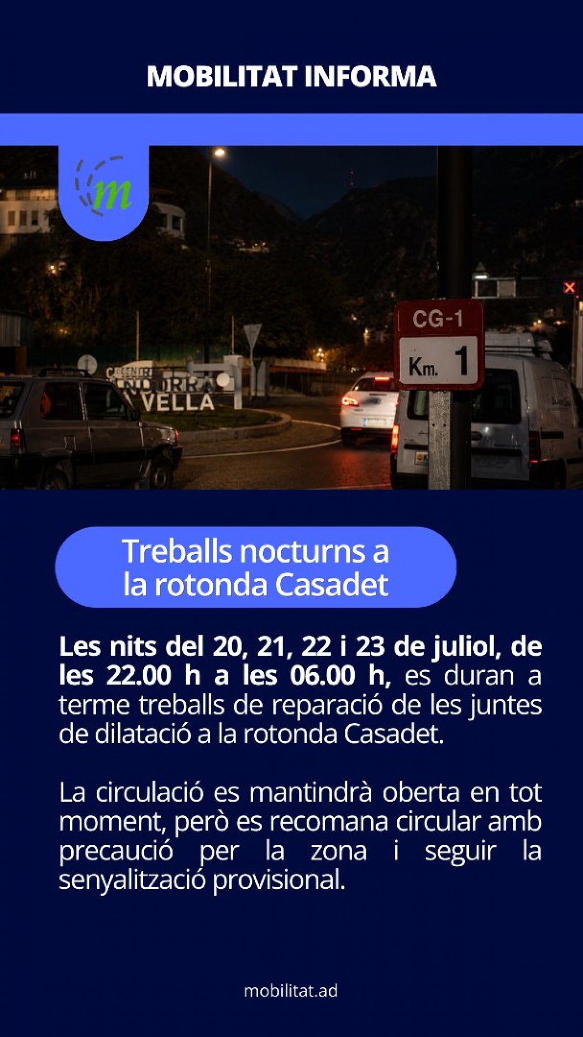 Treballs nocturns a la rotonda Casadet