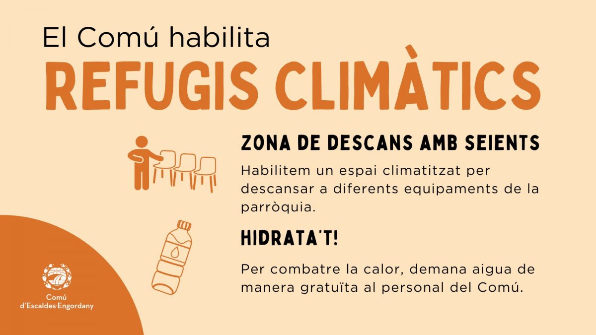 El Comú d'Escaldes-Engordany habilita espais com a refugis climàtics per fer front als episodis de calor