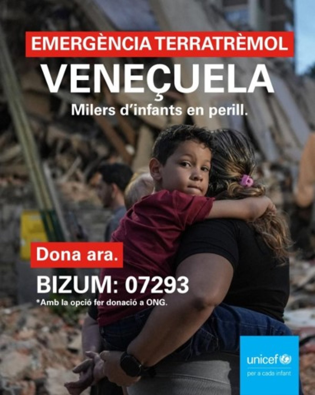 La campanya solidària d'UNICEF Andorra recapta 11.720 euros per als afectats pels terratrèmols de Veneçuela